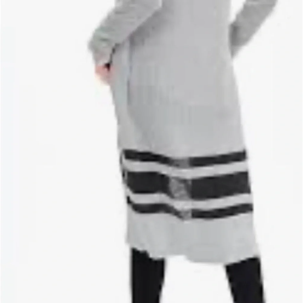 Banana Republic grey and black stripe knee length cardigan